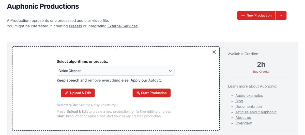 Enhancing Audio With Auphonic AI Audio Enhancer Tool