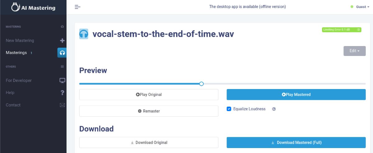 Using AI Mastering for AI Music and Audio enhancement