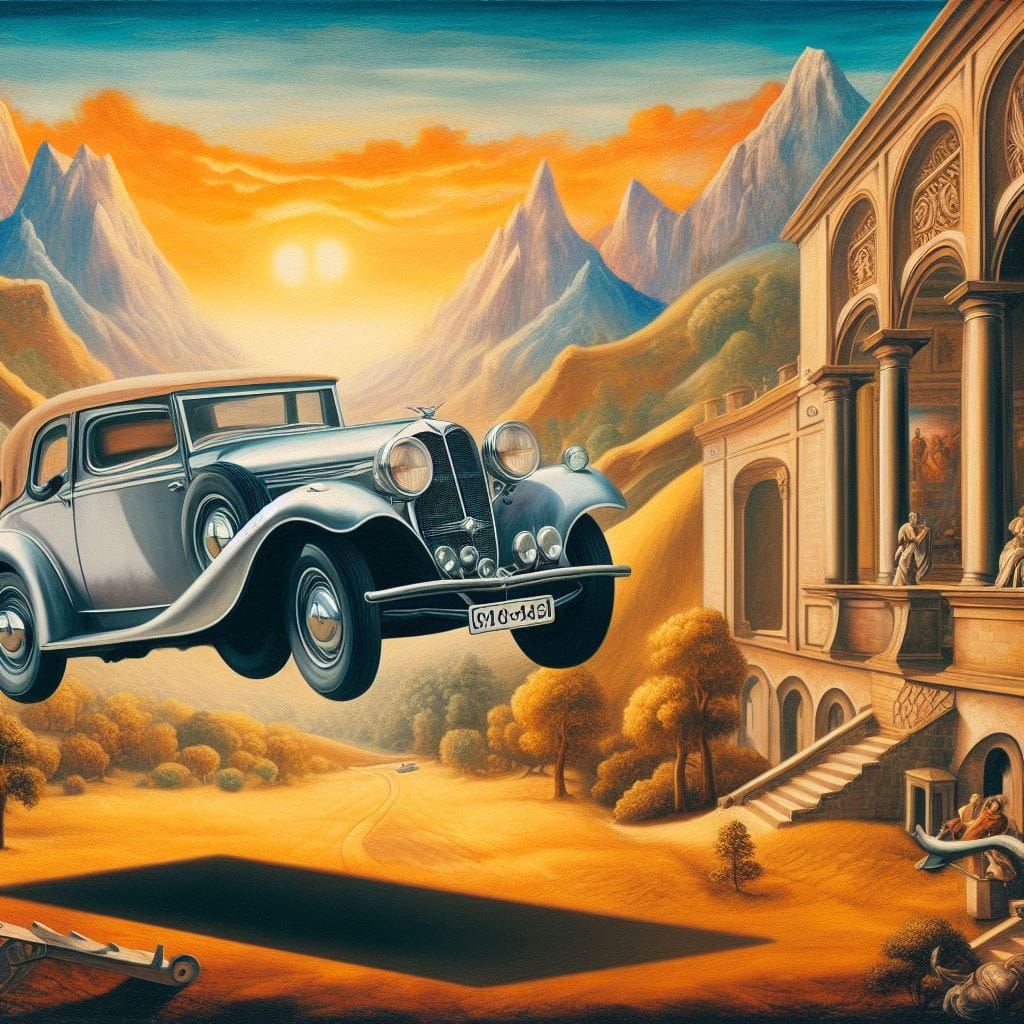 AI Generated Surreal Image of a Flying Car
