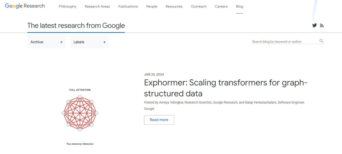 Screenshot of Google Research Blog
