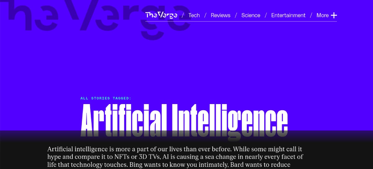 Screenshot of The Verge AI Blog
