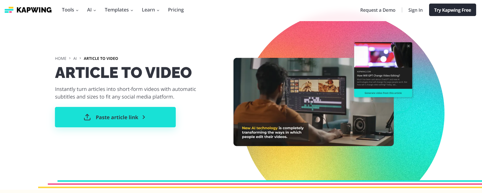 Article to Video Using Kapwing