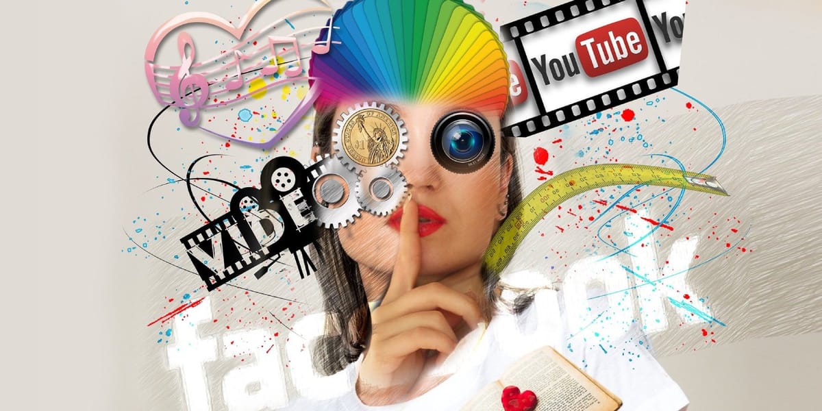 A woman with social media and YouTube logo